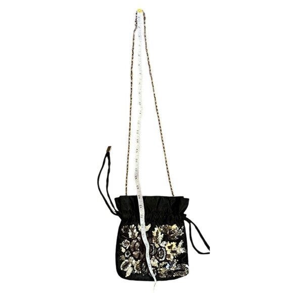 Vintage Jessica McClintock Black Floral Sequin Beaded Evening Formal Bag Purse - Picture 10 of 10